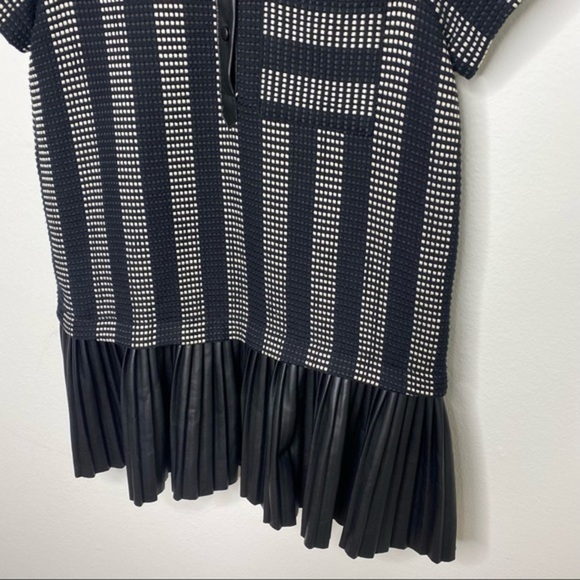 Zara weaved with collar button front textured pleated down part dress - Picture 12 of 16